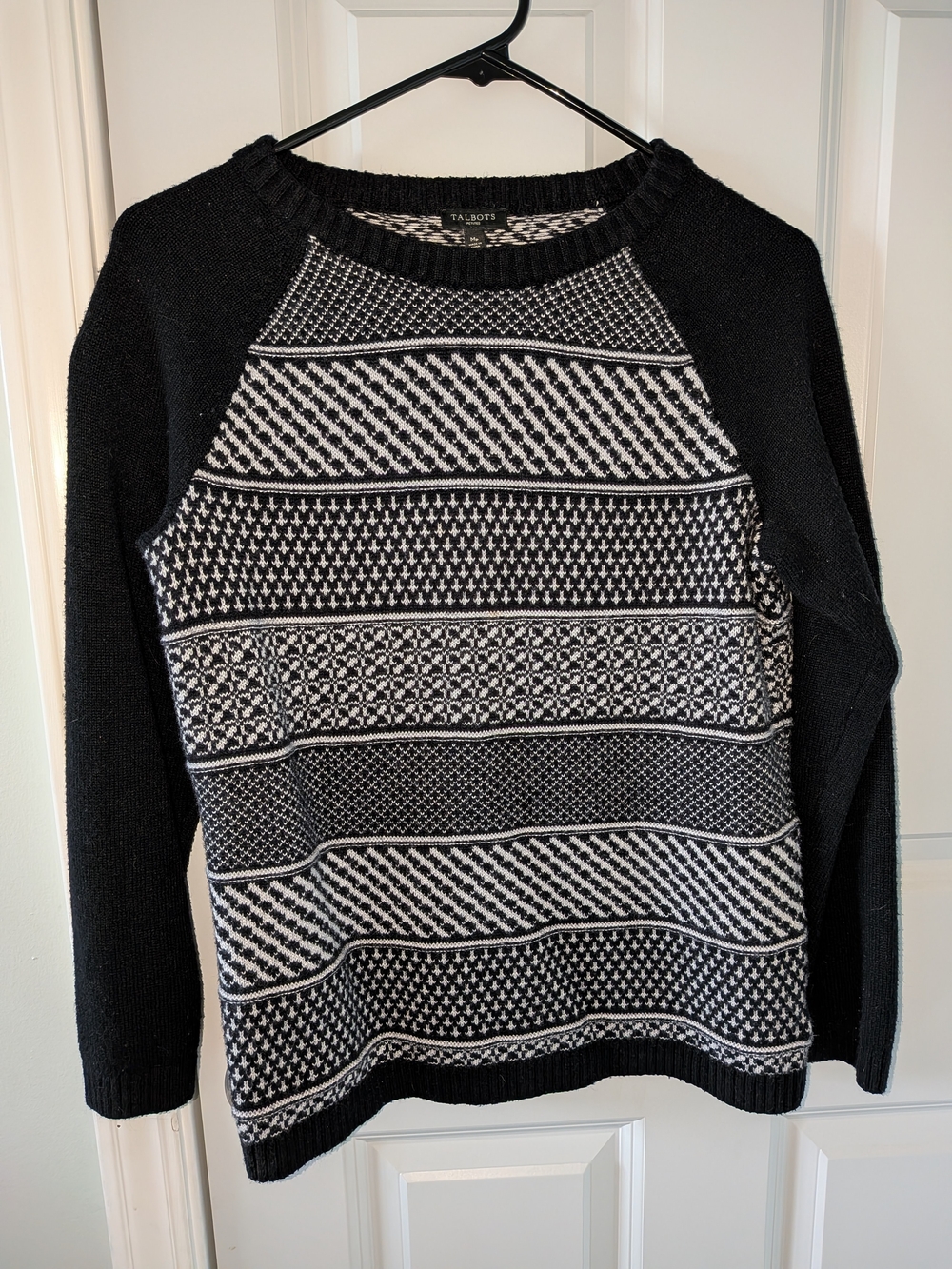 Talbots Black & White Patterned  Sweater